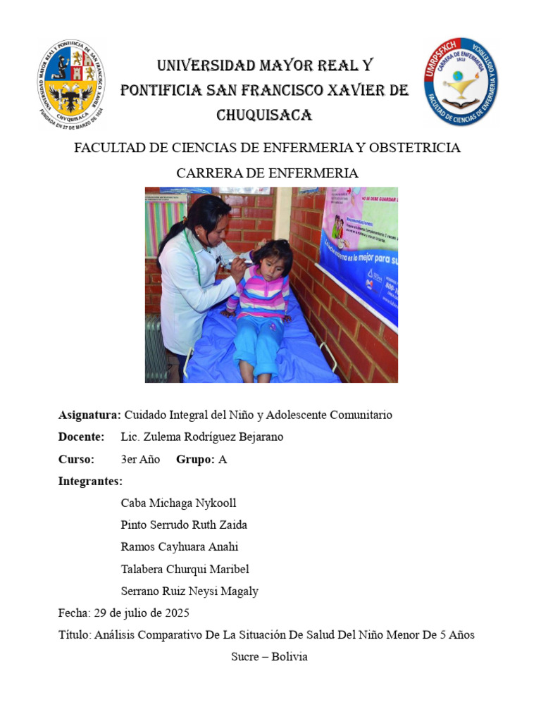 TRABAJO 1_SALUD MENOR DE 5 AÑOS_3RO A | PDF | Desnutrición | Amamantamiento