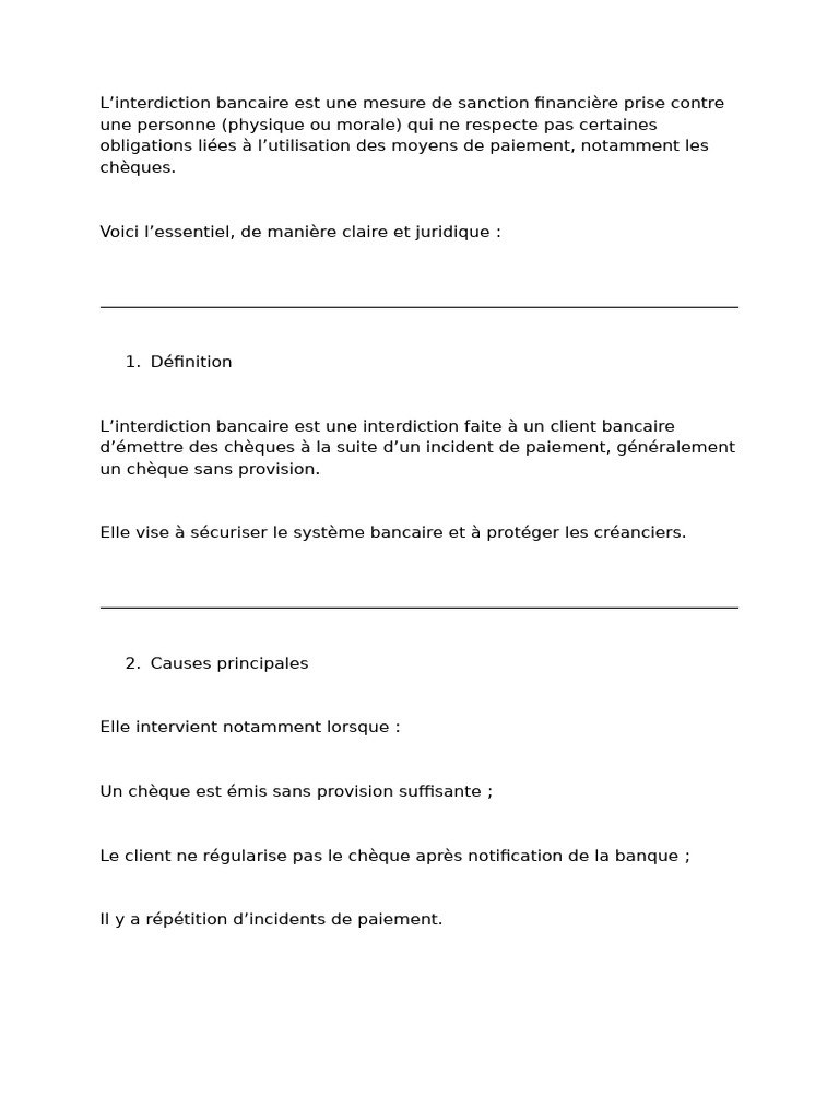 Interdiction Bancaire | PDF