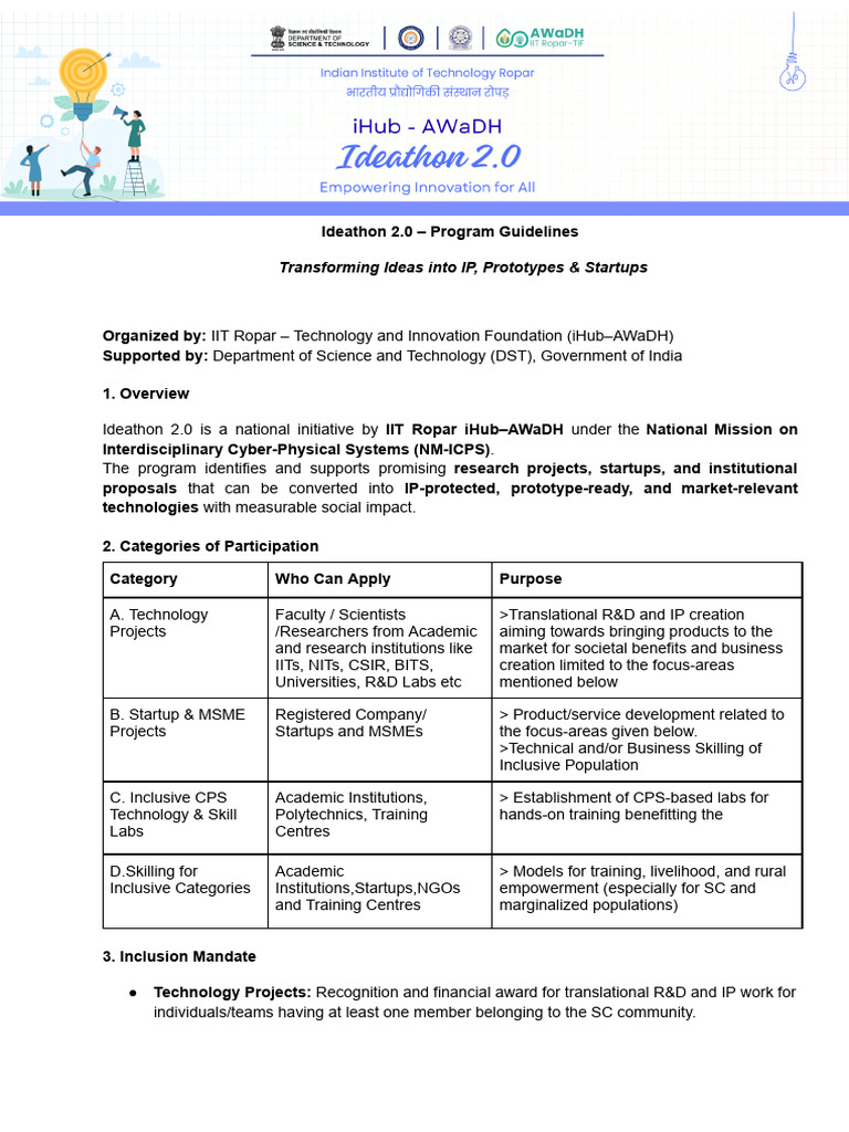 Ideathon 2.0 Guidelines | PDF | Startup Company | Small Business ...