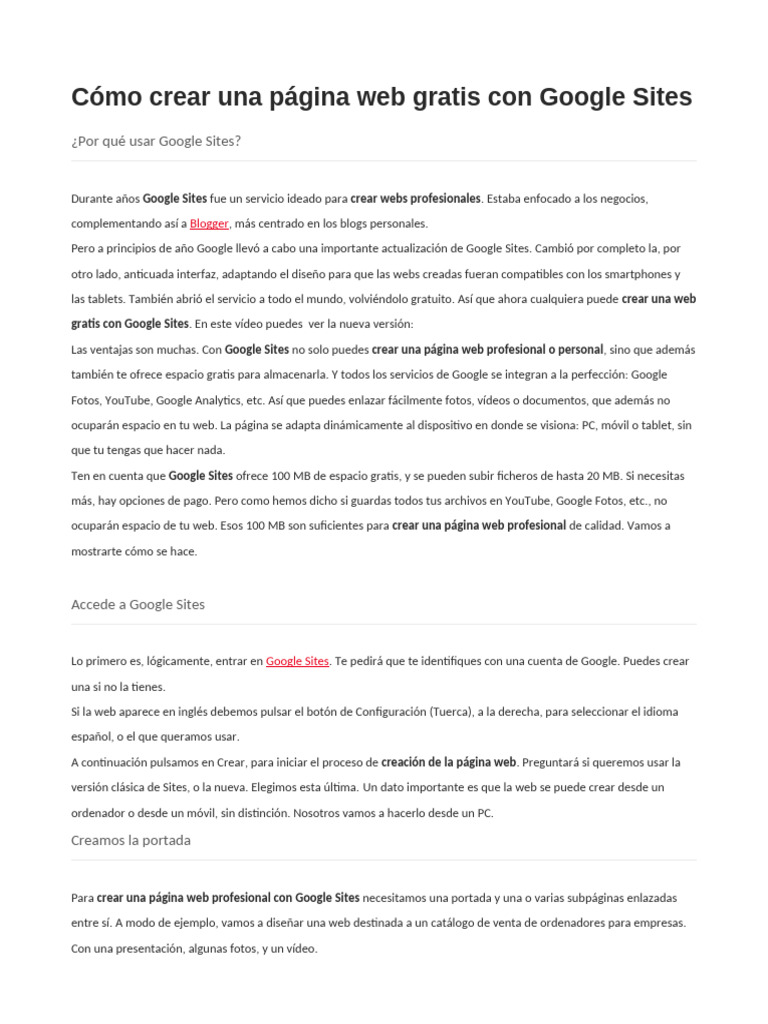 Cómo Crear Una Página Web Gratis Con Google Sites PJ | PDF | Red ...
