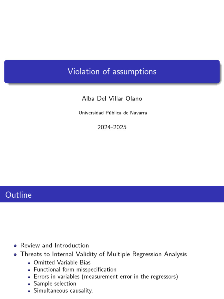 CH 0 Violation of Assumptions 2025 | PDF | Ordinary Least Squares ...