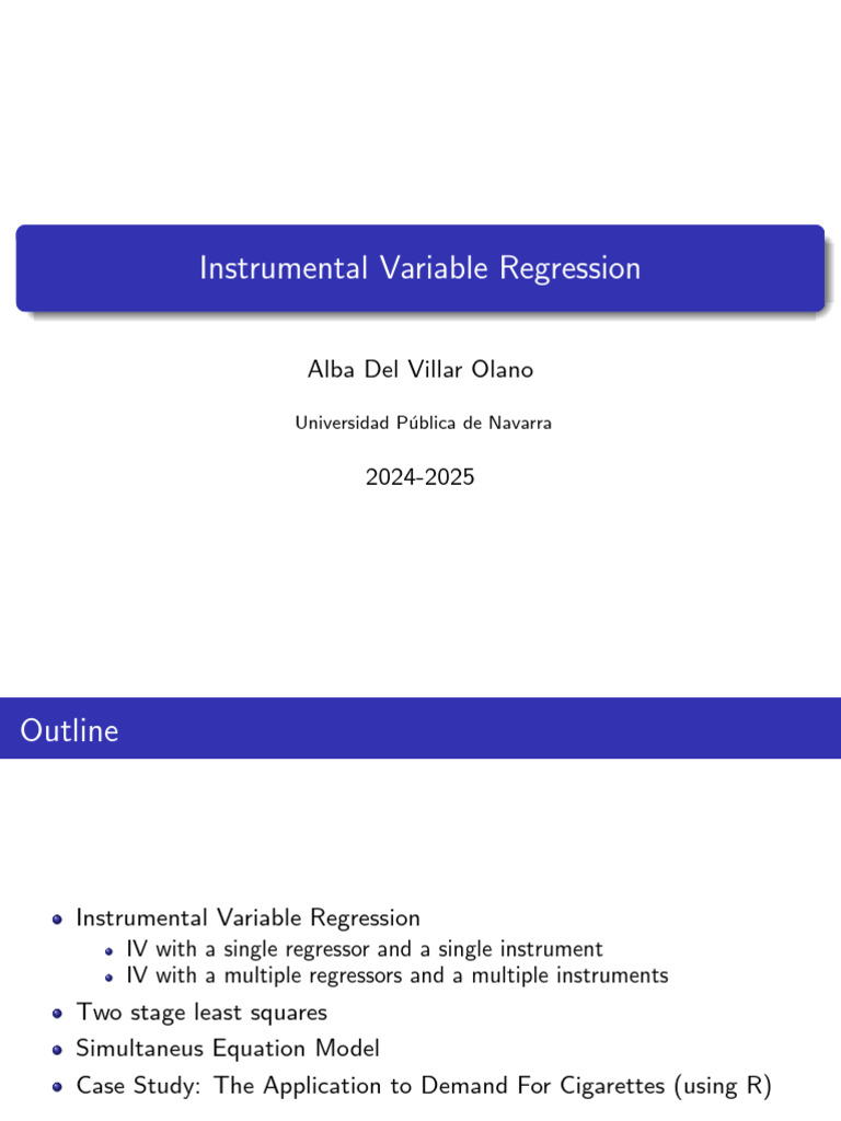 CH 1 Instrumental Variable Regression 2025 | PDF | Endogeneity ...