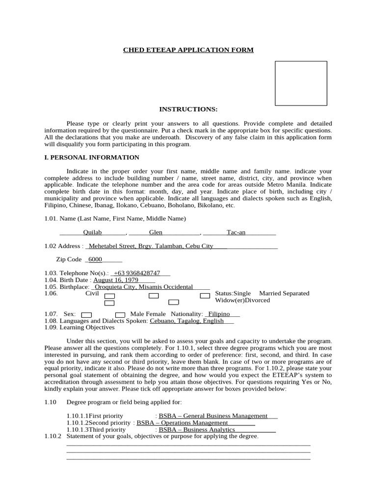 Eteeap Application Form (Ched) - 2 | PDF | American Red Cross | Employment