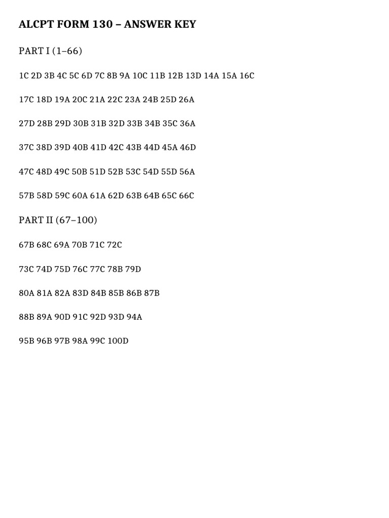 ALCPT Form 130 A6 CheatSheet | PDF