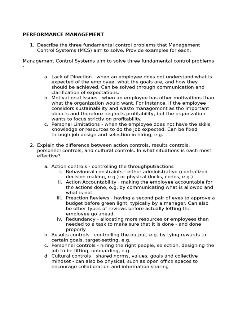 Performance Management - Questions | PDF | Performance Indicator ...