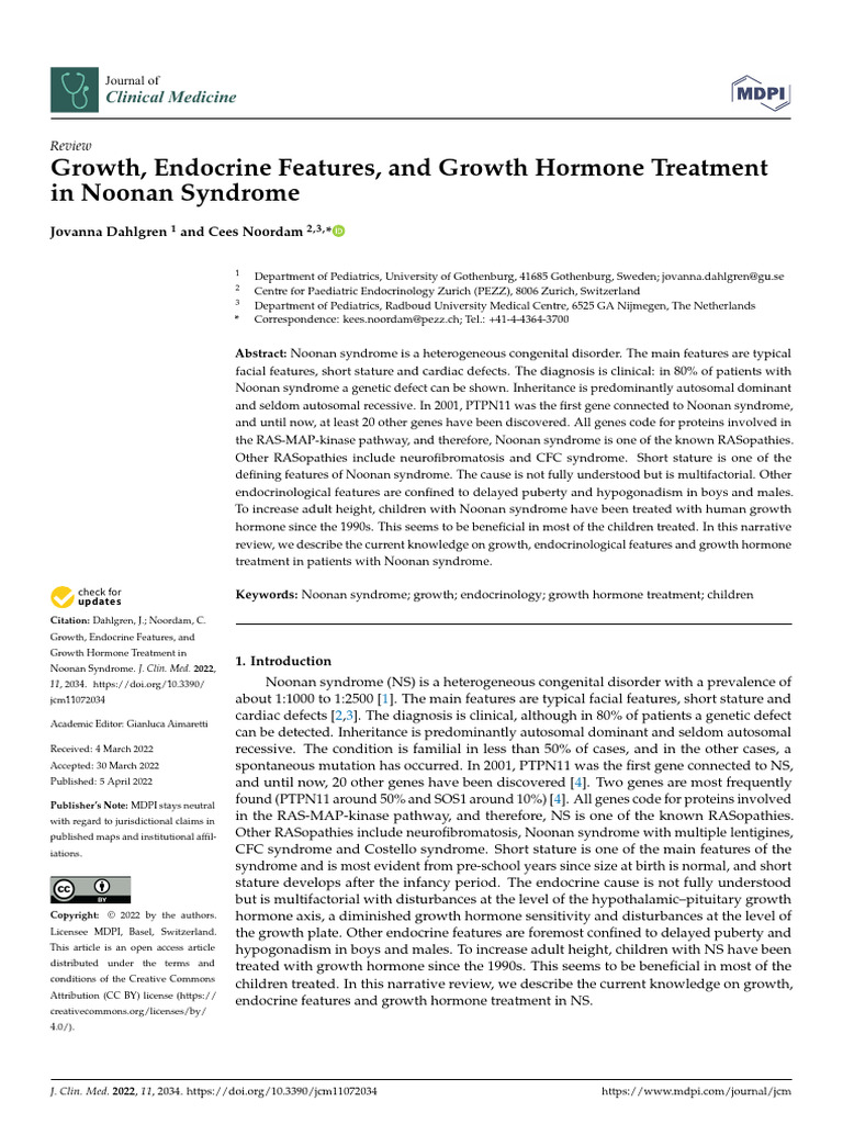 Growth Endocrine Features and Growth Hormone Treat | PDF | Genetic ...