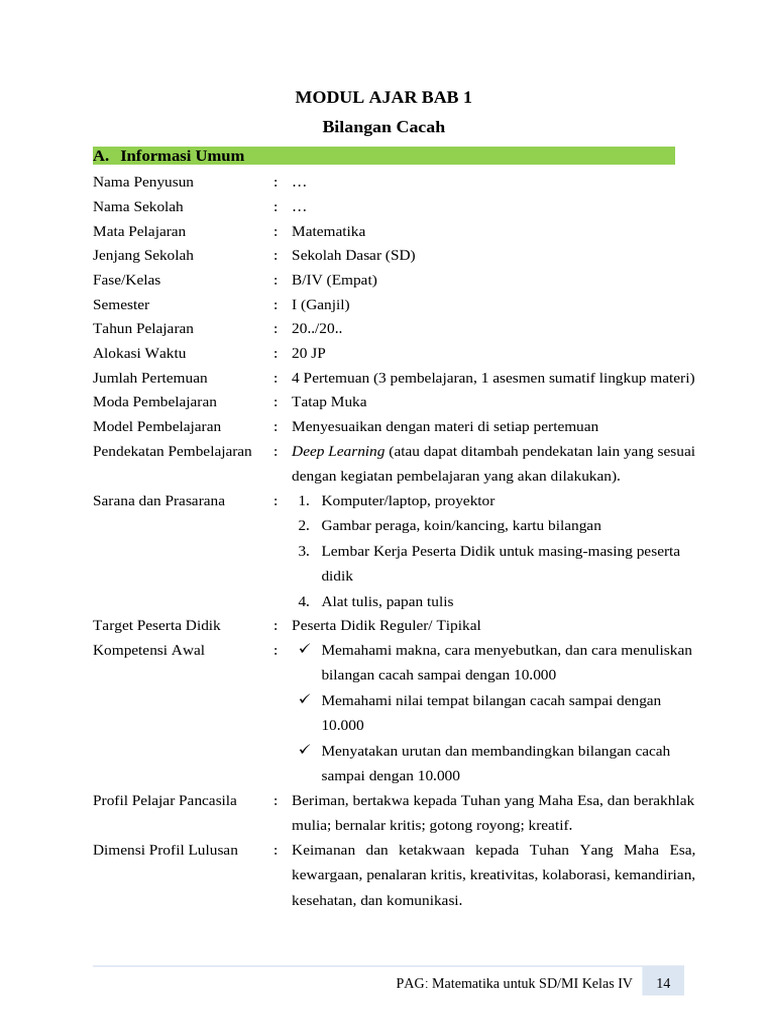 Modul Ajar Bab 1 | PDF
