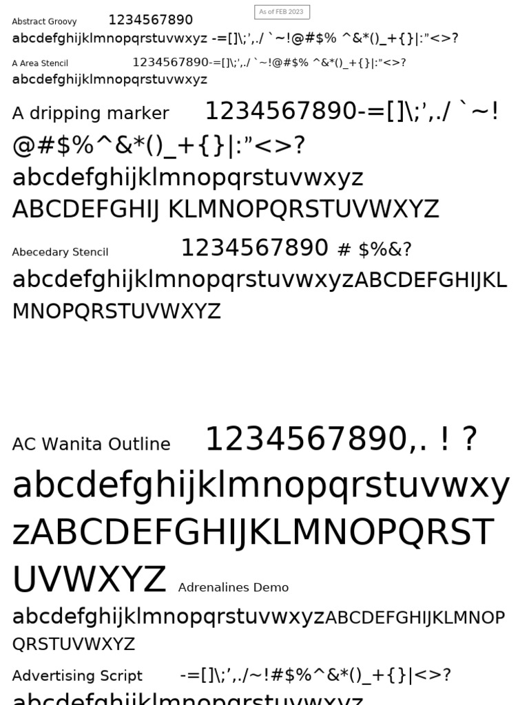 FONT LIST Sample of All Fonts On This System | PDF