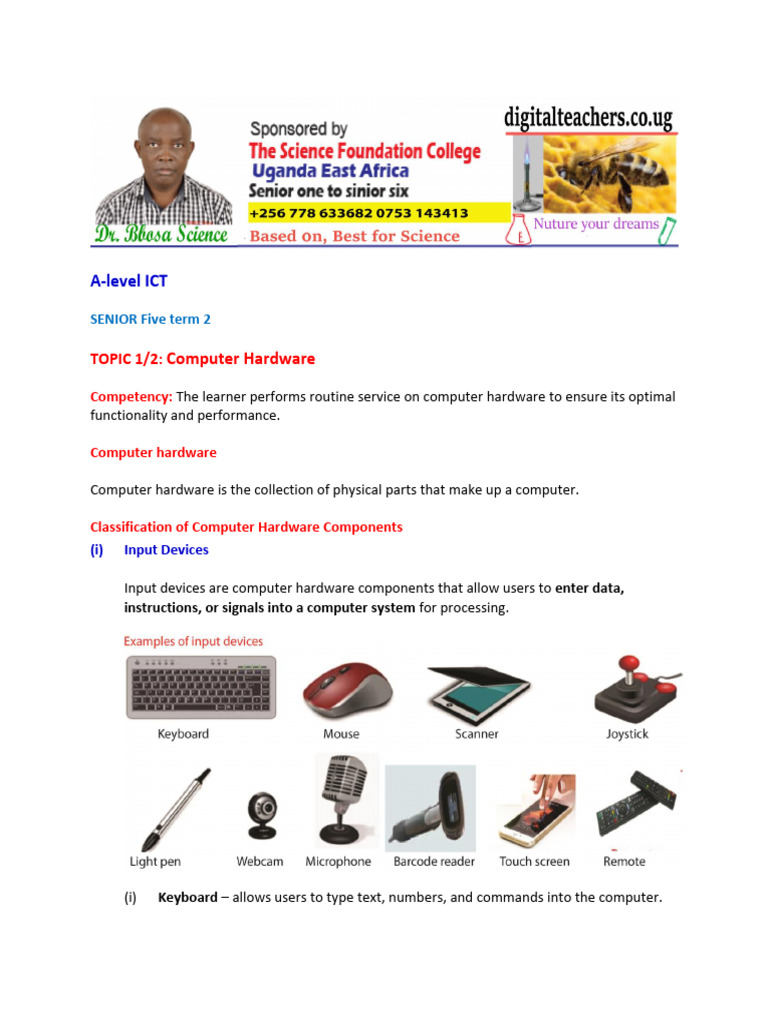 New Curriculum A Level ICT 2025 Topic 3 Computer Hardware | PDF ...