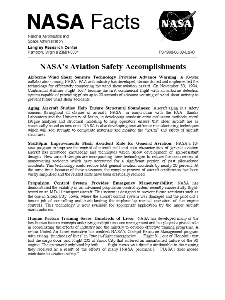 NASA Aviation Safety Innovations | PDF | Aviation Safety | Aviation