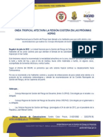 Onda Tropical Afectara La Región Costera en Las Próximas Horas