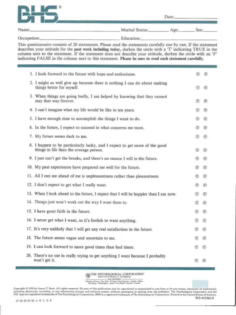 BHS Protocol and Scoring | PDF