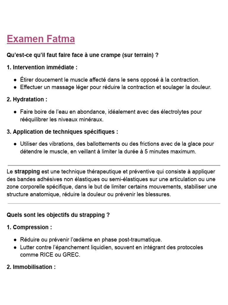 Examen Fatma | PDF | Muscle | Massage