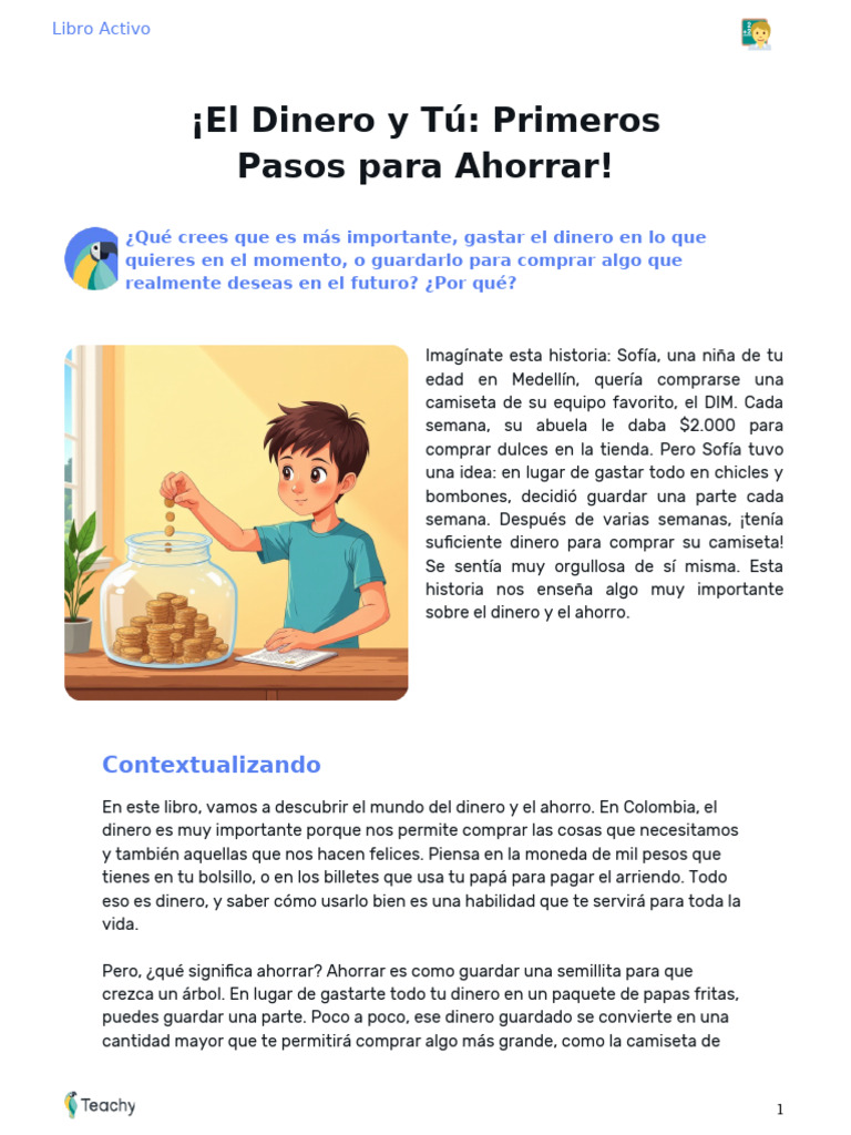 Mi Primer Libro de Dinero y Ahorro (1) | PDF | Dinero