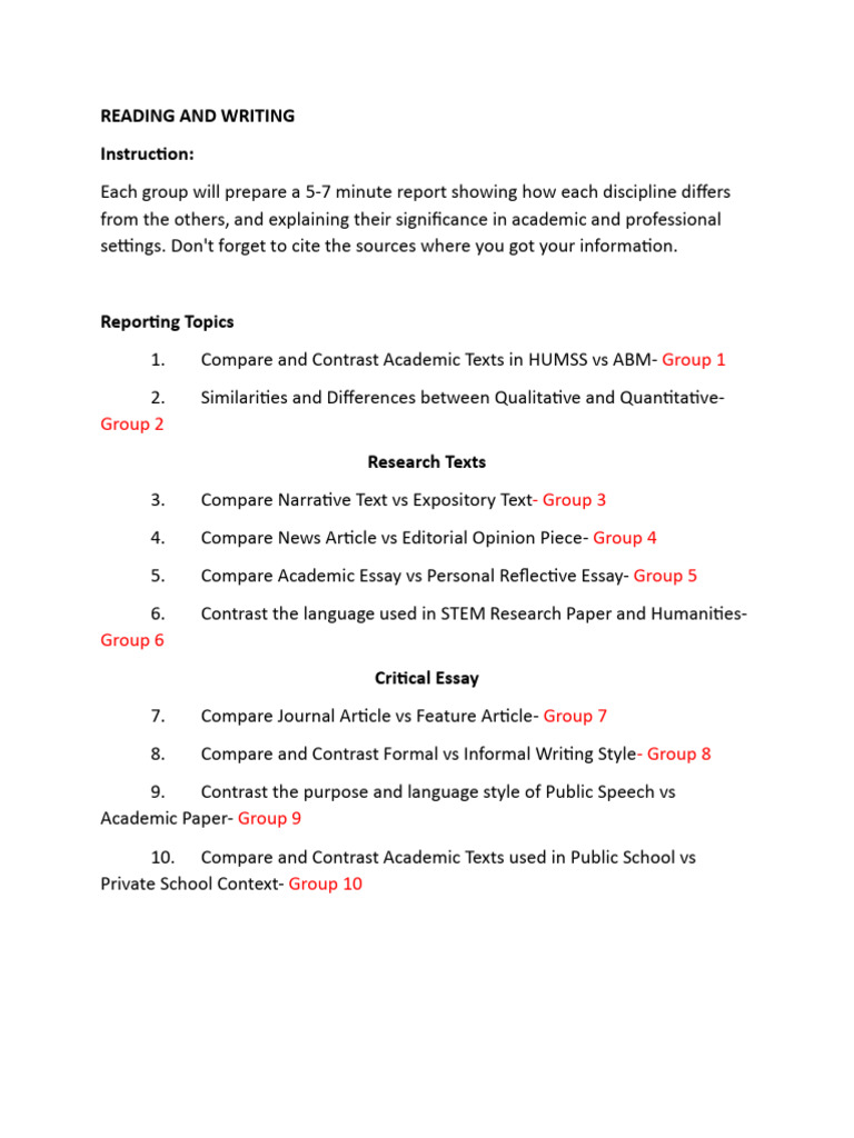 Reporting Topics | PDF