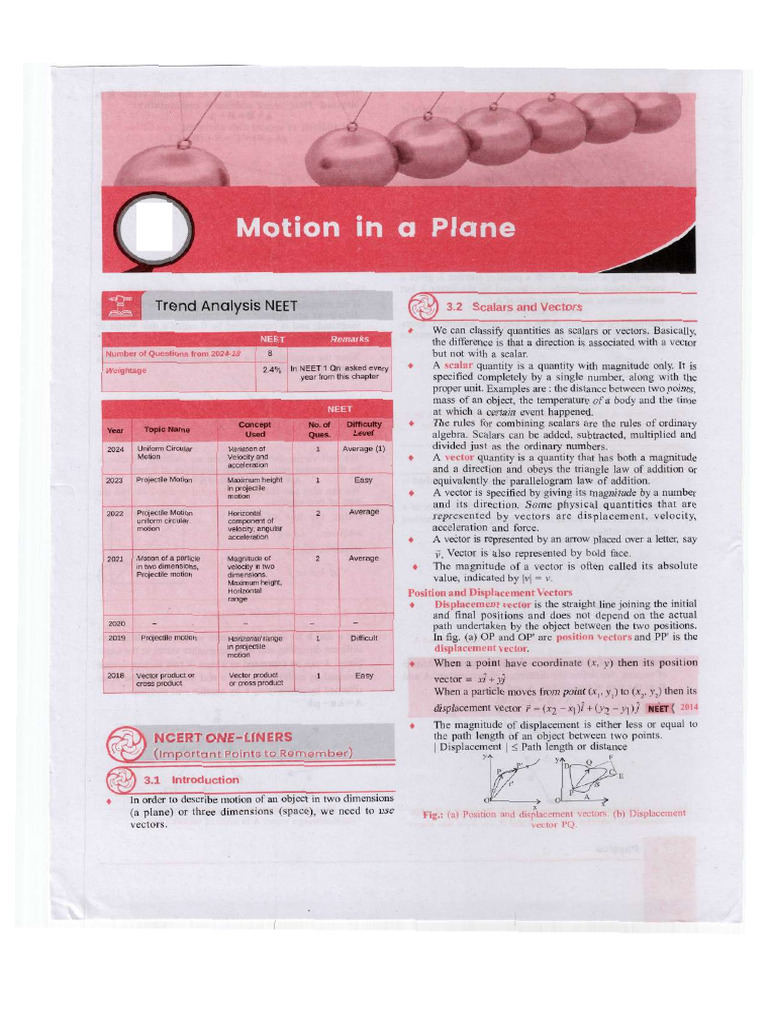 Motion in A Plane | PDF