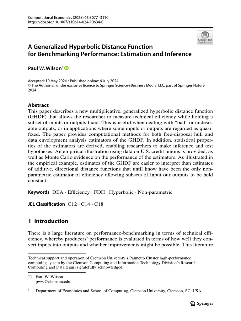 A Generalized Hyperbolic Distance Function | PDF | Estimator | Statistics