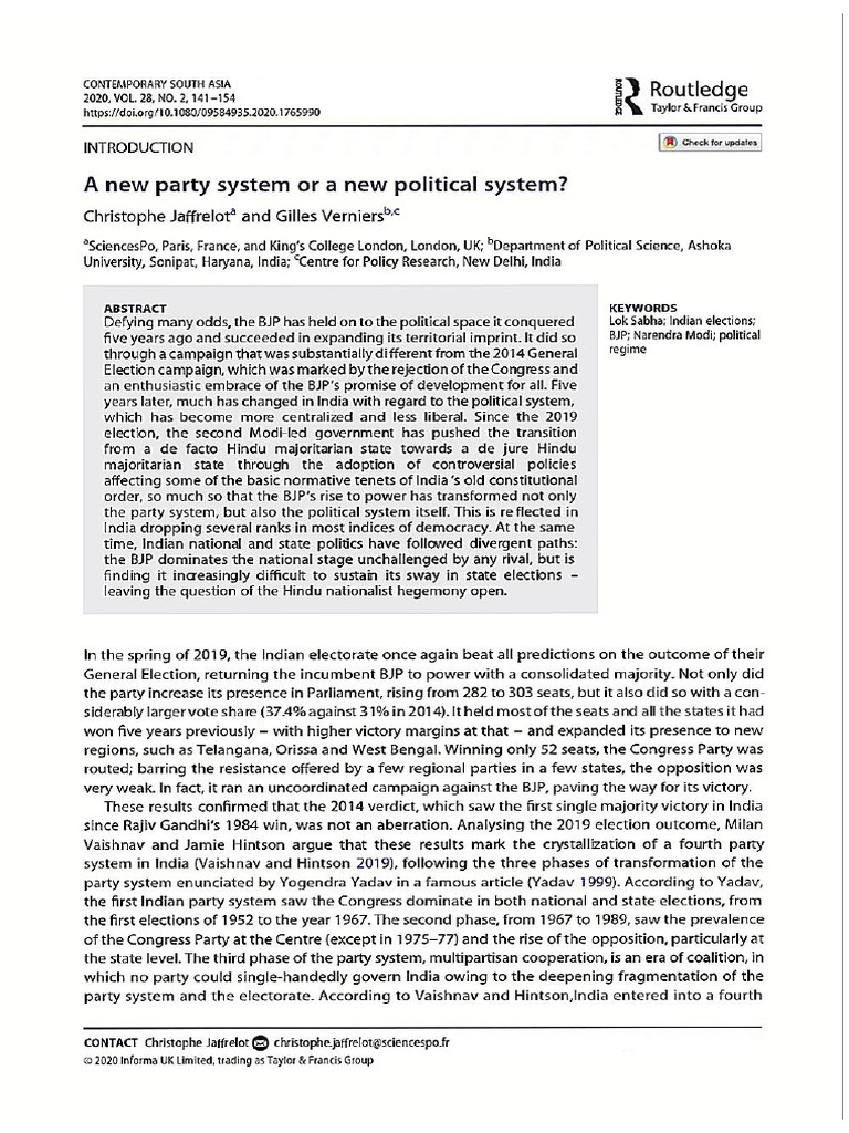 New Party System or New Political System | PDF