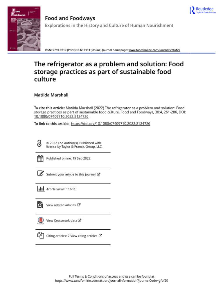 The Refrigerator As A Problem and Solution Food Storage Practices As ...