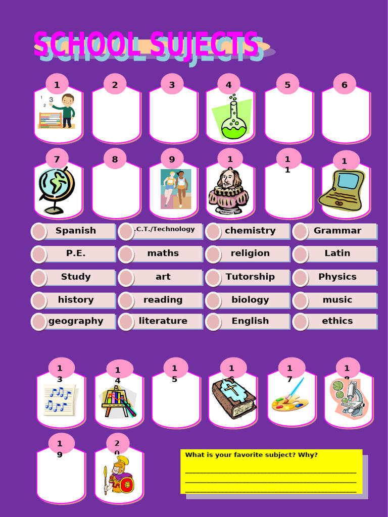 School Subjects Fun Activities Games 5097 | PDF