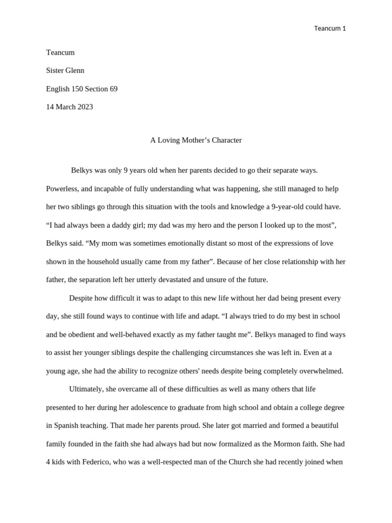 The Determination of A Loving Mother-Draft 1 | PDF | Sibling | Psychology
