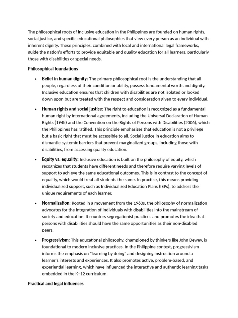 The Philosophical Roots of Inclusive Education in The Philippines Are ...
