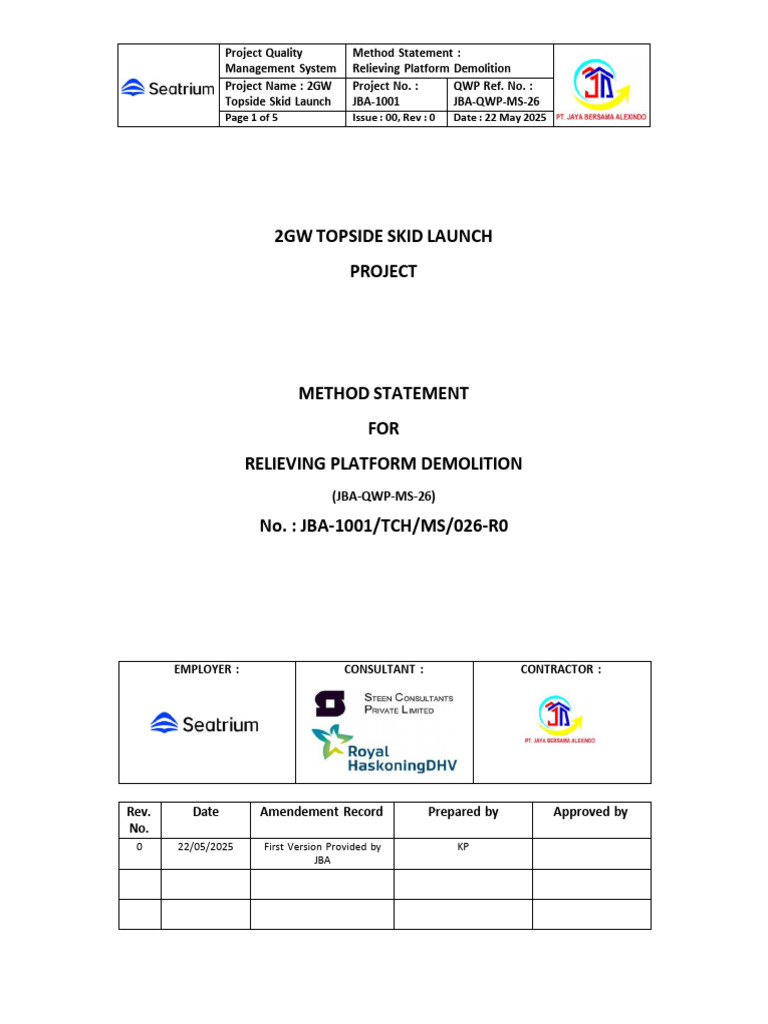 MS26 Relieving Platform Demolition R0 | PDF | Demolition