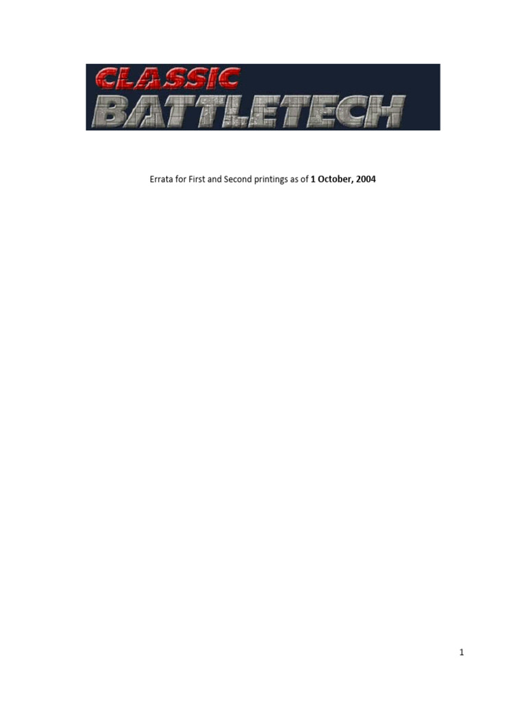 Errata - BattleTech Master Rules Revised | PDF | Ballistics ...