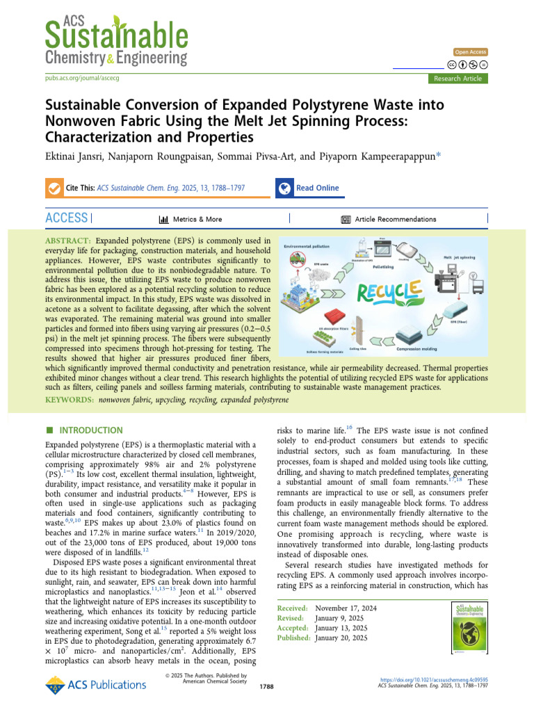 Jansri Et Al 2025 Sustainable Conversion of Expanded Polystyrene Waste ...