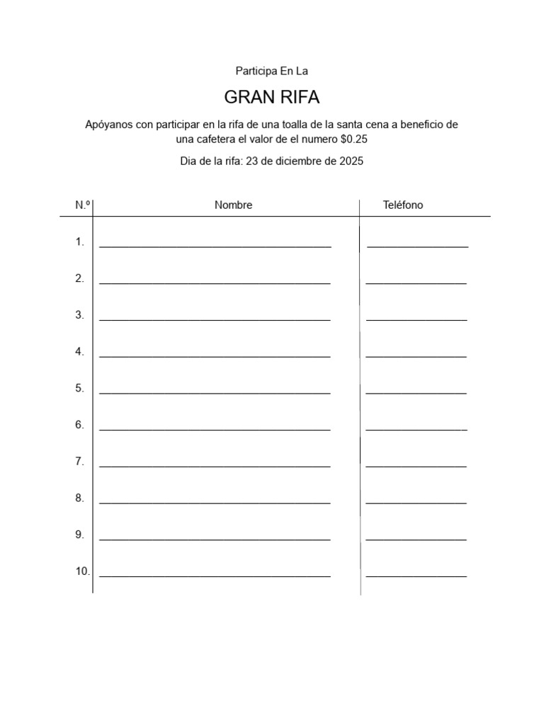 Rifa de El 23 de Dieciembre | PDF