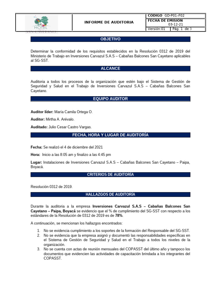 Informe de Auditoria | PDF | Auditoría | Contralor