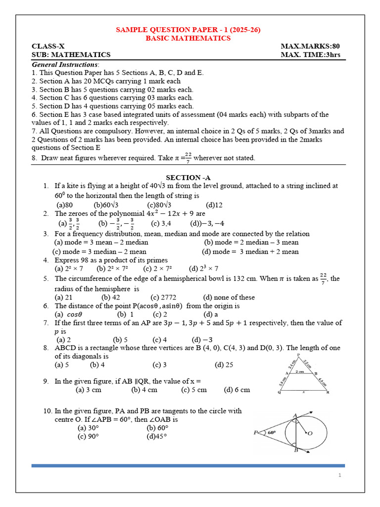 Basic QP 1 | PDF | Circle | Sphere
