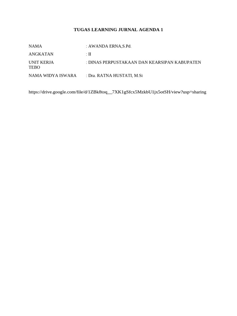 Tugas Learning Jurnal Agenda 1 | PDF
