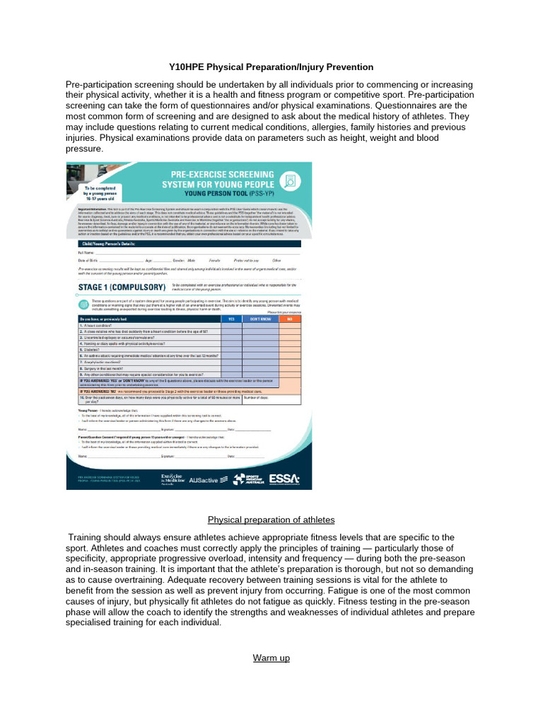 Physical Preparation and Injury Prevention | PDF | Physical Fitness ...