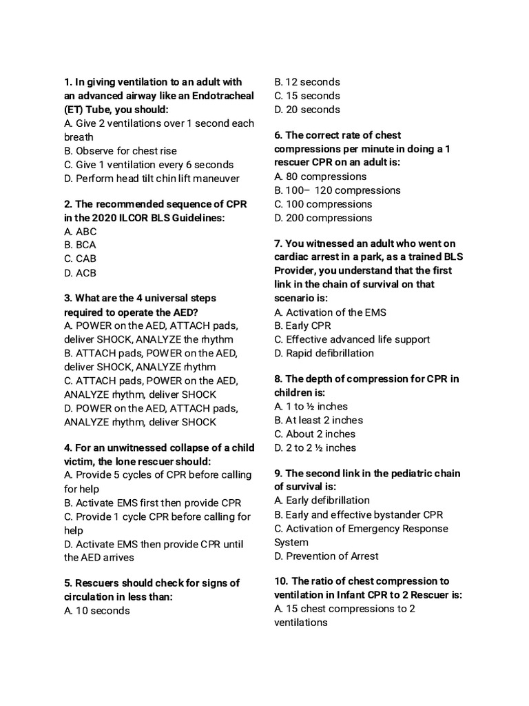 POST-TEST | PDF | Cardiopulmonary Resuscitation | Cardiac Arrest
