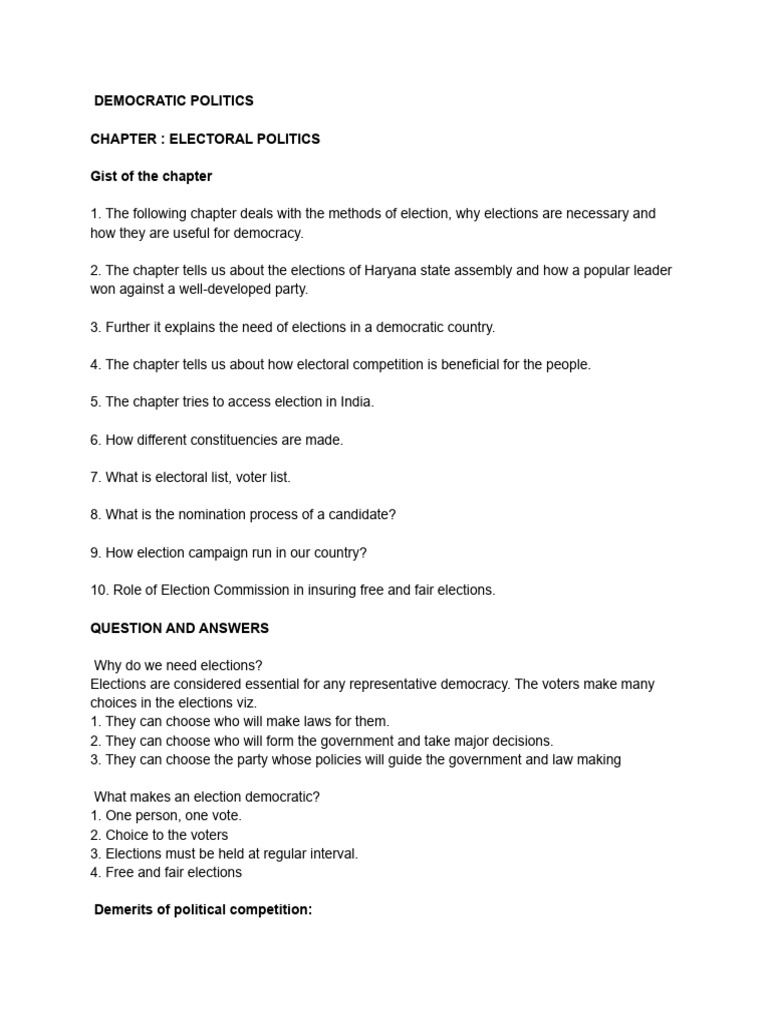 Electoral Politics Study Material | PDF | Elections | Voting