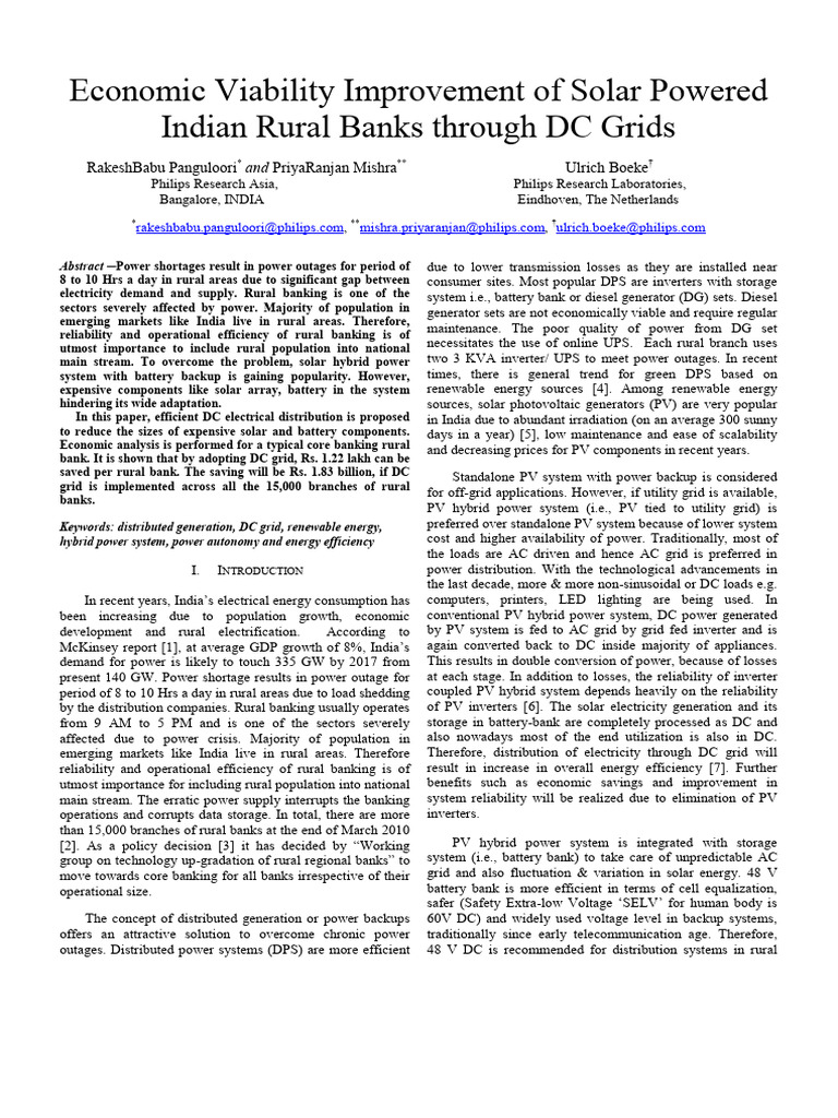 Economic Viability Improvement of Solar Powered Indian Rural Banks ...