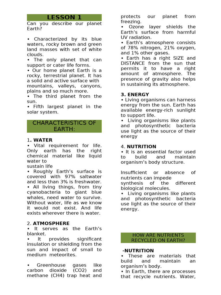 Lesson 1 - Earth Science | PDF
