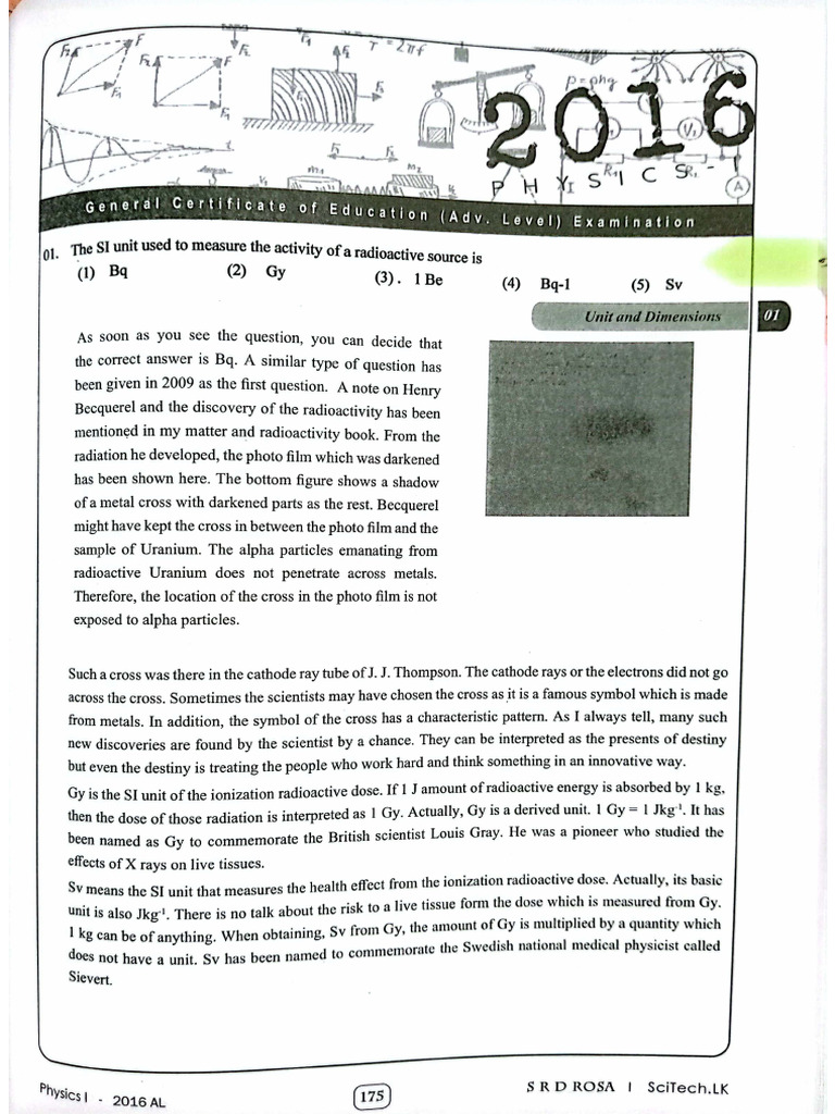 AL 2016 Physics Review Prof. Rosa English Medium | PDF