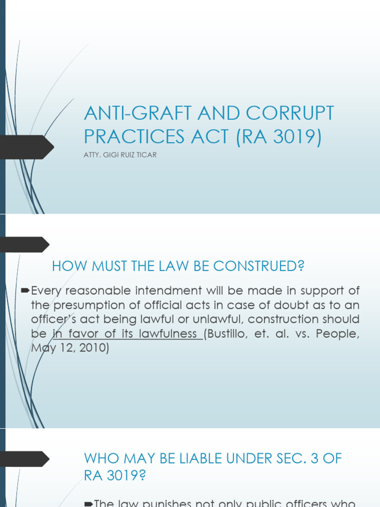 Anti Graft and Corrupt Practices Act Ra 3019 | PDF | Public Law ...
