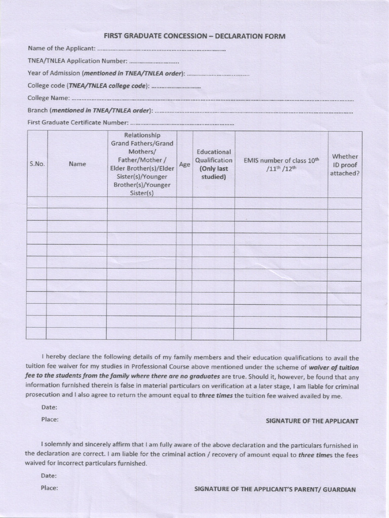 Declaration11 Form | PDF