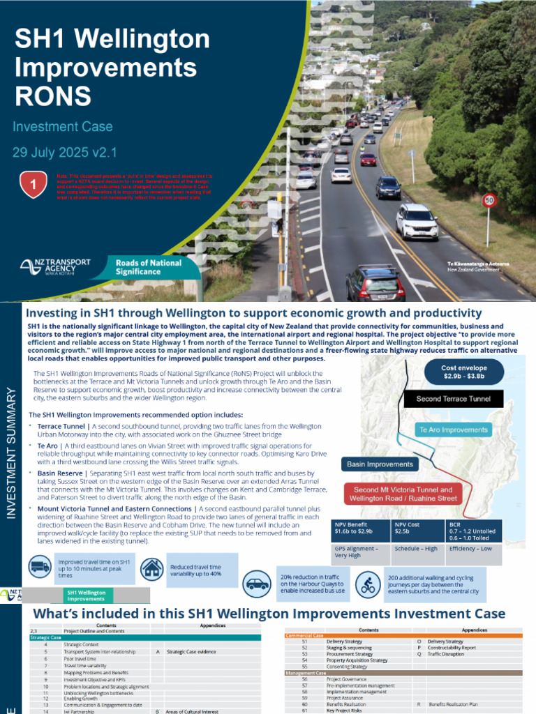 Sh1 Wellington Improvements Investment Case Main Report | PDF