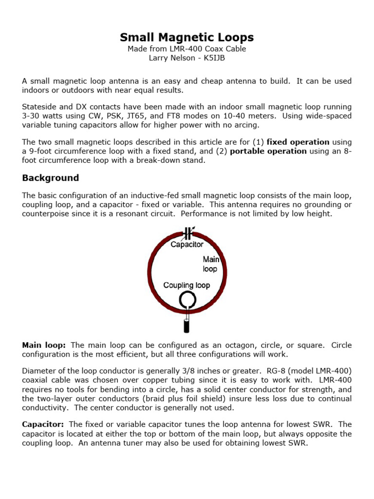 39 Small Magnetic Loop K5IJB | PDF | Coaxial Cable | Electronic Engineering