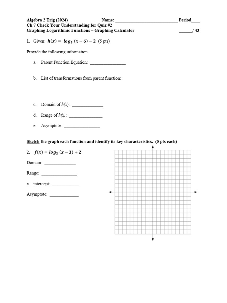 CH 7 2004 CYU 2 Graphing Log Functions | PDF