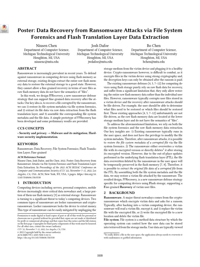 Poster - Data Recovery From Ransomware Attacks Via File System | PDF ...