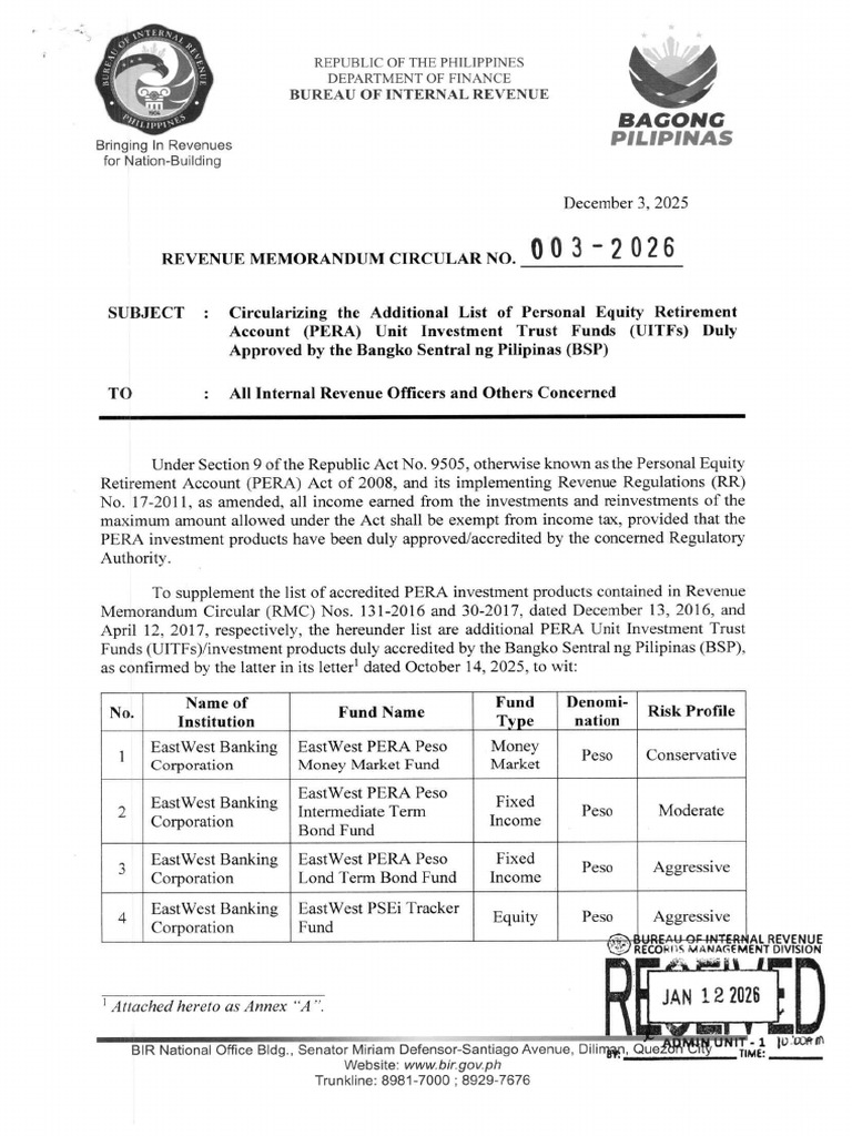 RMC No. 3-2026 | PDF