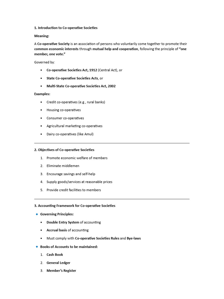 Cooperative Society Notes | PDF | Internal Control | Banks