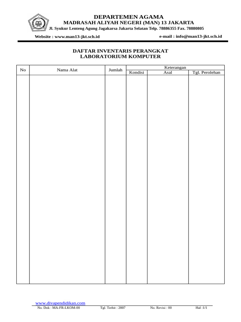 02 Daftar Inventaris Perangkat Lab13 | PDF