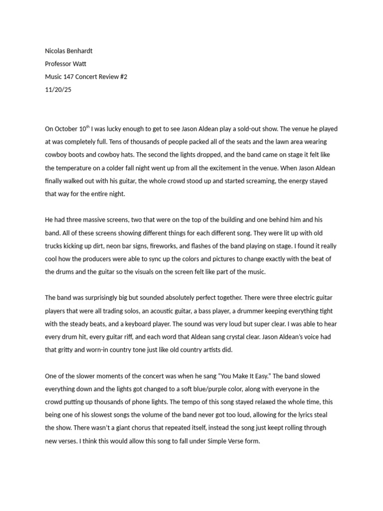 Concert Review #2 Completed | PDF | Guitars | Sound Recording