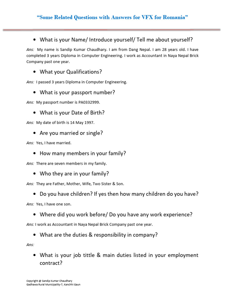 Romania Questions & Answer | PDF